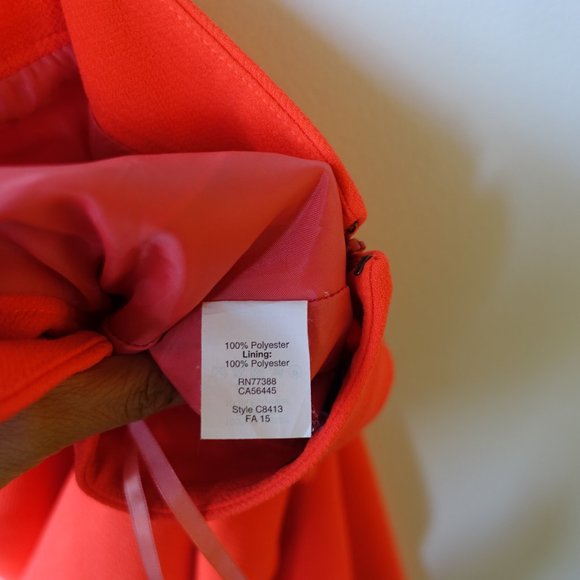 J. Crew Factory #C8413 polyester crepe neon orange pencil skirt 2 P 2P Petite - Picture 7 of 12